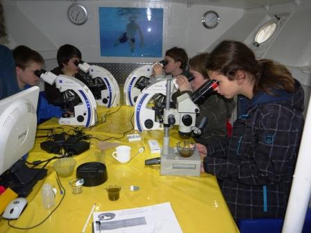 Mikroskopieren auf dem Forschungsschiff